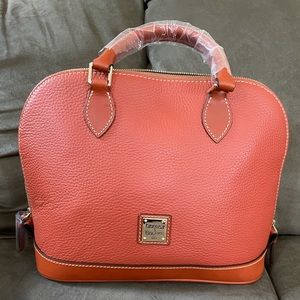 Dooney and Bourke Pebble Grain Zip Zip Satchel in burnt orange